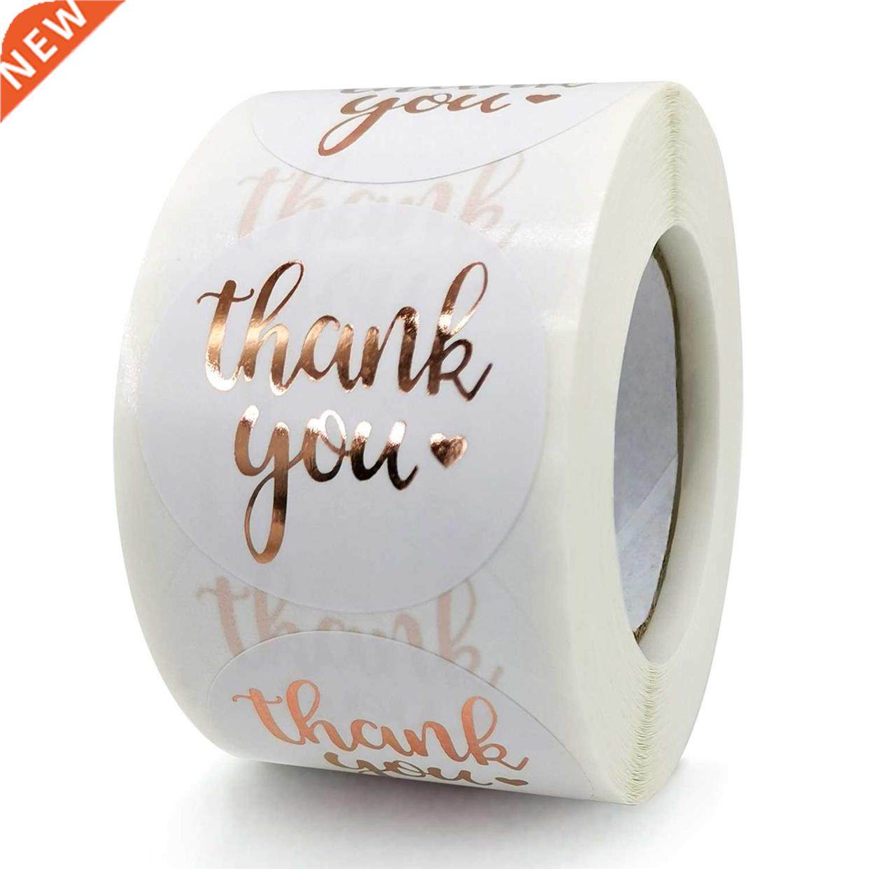 100-500pcs rose gold foil thank you sticker for small busine