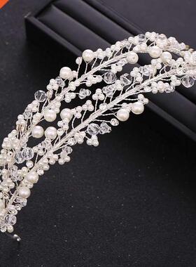 ndy White Pearl Crystal Bride Hair Accessories Wedding Crown