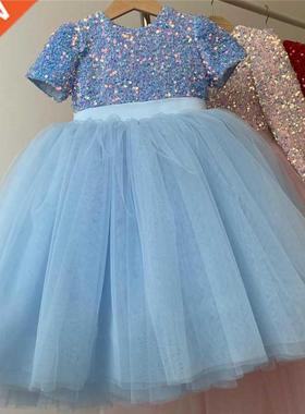 3-8 Year Girls Princess Dress Sequin Lace Tulle Wedding Part