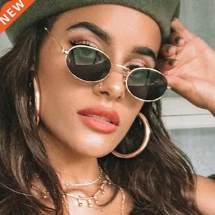 Sunglasses Woman Sun Oval Retro Style Frame Vintage Metal