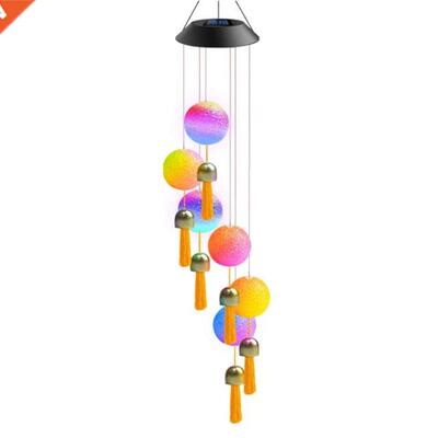 Solar Wind Chimes with Bells Color-Changing Hanging Chimes C