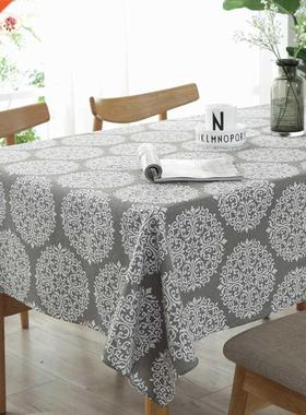 Proud Rose Gray Vntage Tablecloth Table Runner Cotton Linen