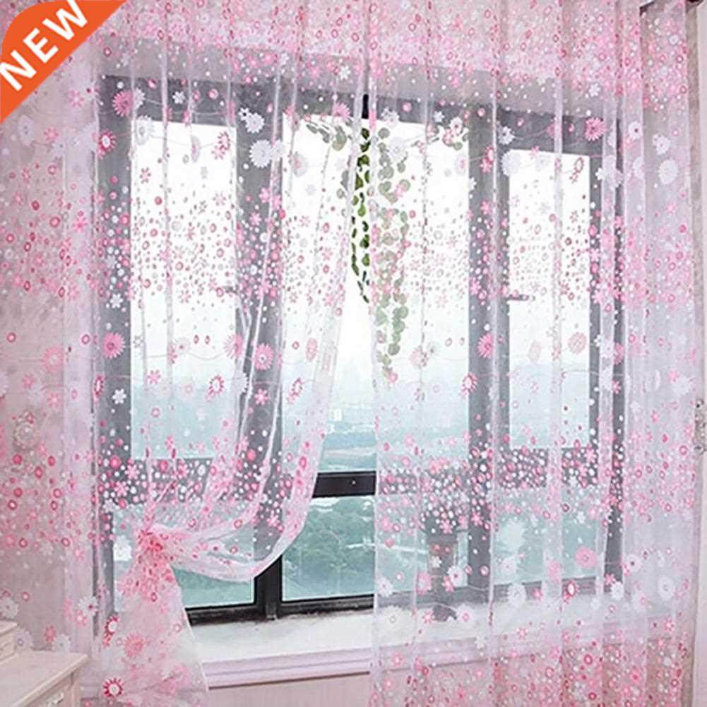 Floral Tulle Curtains For Living Room Purple Sheer Curtains