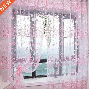 Floral Tulle Curtains For Living Room Purple Sheer Curtains