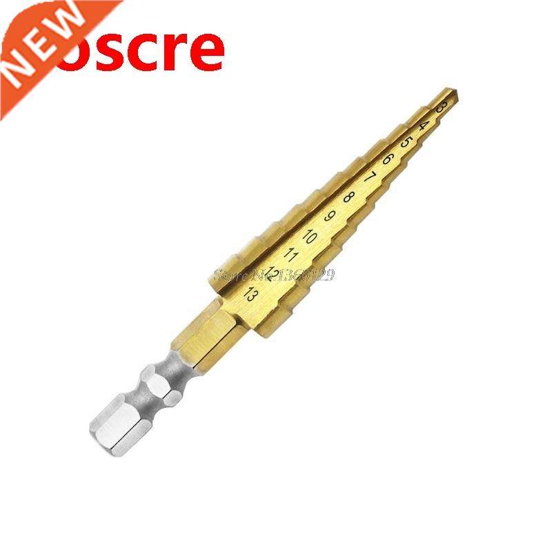 3-13mm HSS Titanium Coated Step Drill Bit Cone Hex Shank Rea