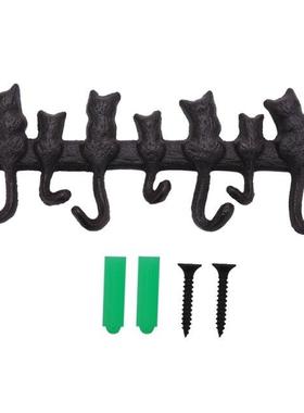 7 Cats Cast Iron Wall Hanger-Decorative Keys Holder With 7 H