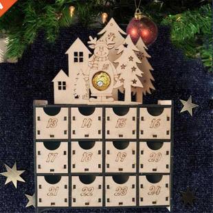 1 Pcs Wooden Advent Calendar Reusable Christmas Ornament Woo