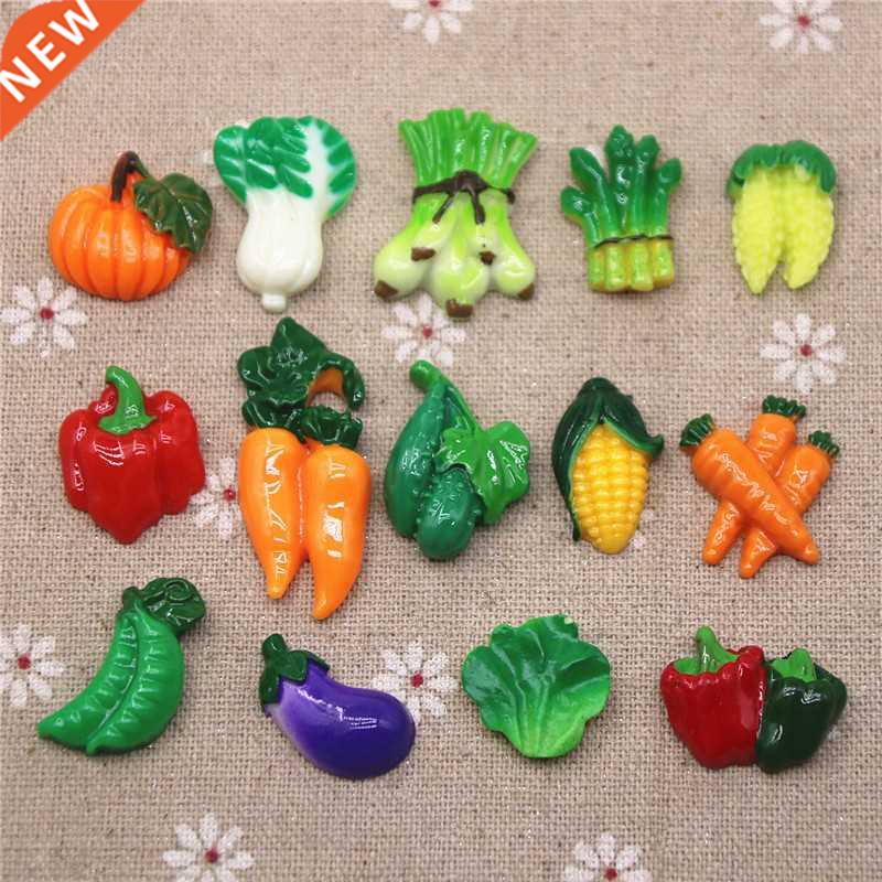 10pcs Resn Vegetables Eggplant Peas Carrots Corn Cabbage Fl