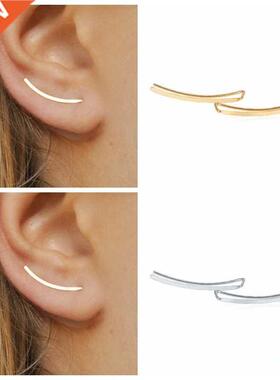 Aide 925 Sterling Silver Smooth Long Line Ear Climber Stud E