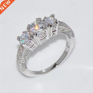 White Zircon Engagement Promise Ring Rainbow Cryal Multico