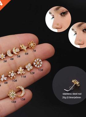 5Piece Piercing Nose Ring for Women 2022 New rend Flower Moo