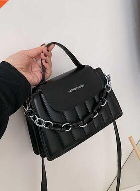 2021 New Casual Women Pure Color PU Leather Chain Shoulder C