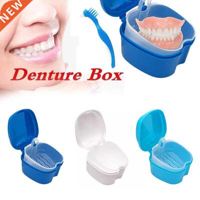 Denture Bath Box Case Dental False Teeth Storage Box with Ha