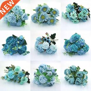 fake tea flower variety silk autumn peony Blue rose