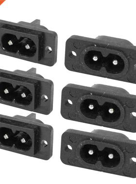 Black 2 Pin IEC20 C8 Screw Mount Inlet Plug Socket AC 250V