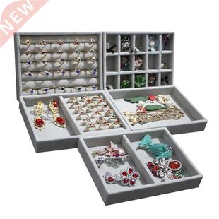 Storage Organizer Drawer Box Velvet Tray Soft Jewelry Gray
