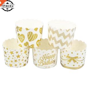 Cupcake Liner Baking 50pcs Paper Stars Cup Golden
