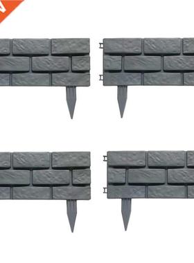 4Pcs Garden Edging Courtyard Grass Rectangle Stone Brick Eff