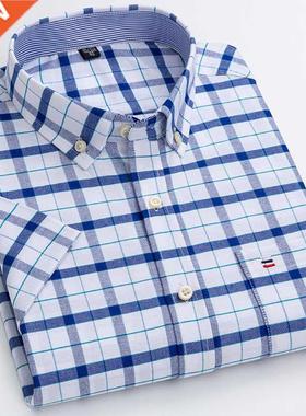 S~7xl Cotton Shirts for Men Short Sleeve Summer Plus Size P