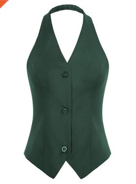 Retro Elegant Jackets Women Halter Tops Backless V-Neck Sing