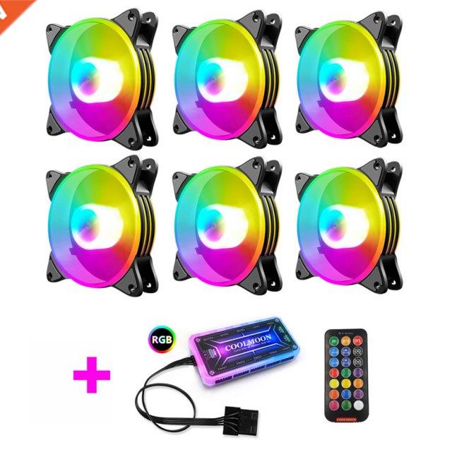 Coolmoon 120mm Cooling Fan PC Computer Case RGB Fan with Con