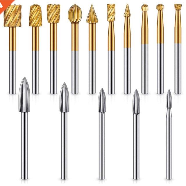 15 Pcs Wood Carving Bit Cut Carbide Rotary Burrs Wood Carvin
