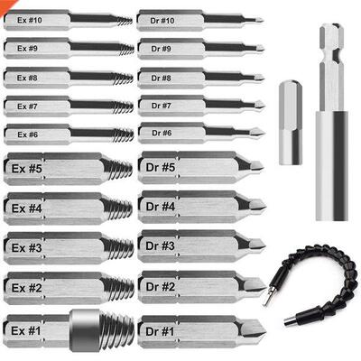 23 Pcs Daed Screw Extractor Set for Broken Screw or Bolt, Br