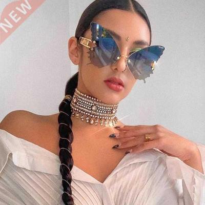 Butterfly Rimless Sunglasses Women Luxury Brand Designer Fas