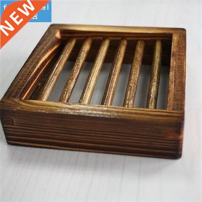 1PCS 10x10cm Wooden Soap Case Dish Dishes Container Shower
