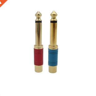 RCA 6.35mm Male 2Pcs Female Audio Plug Adap inch Mono