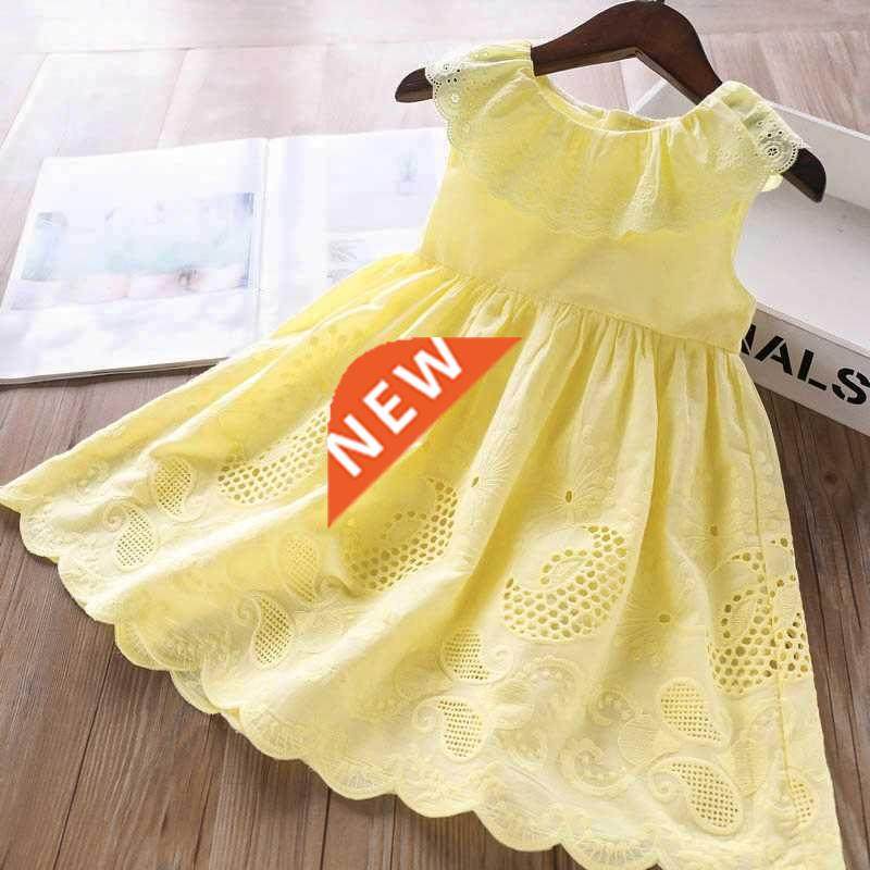 2022 new girls dresses childrens summer cotton embroidered