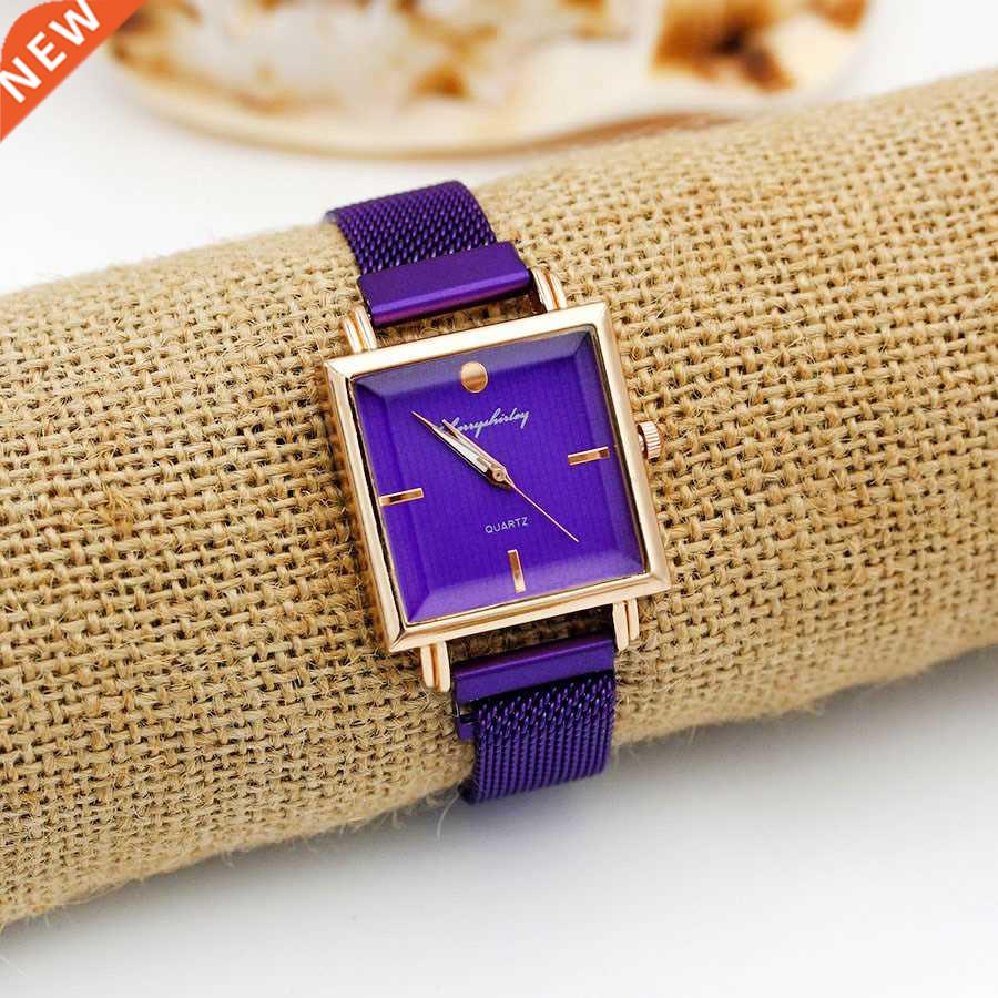 Female Jewelry Magnetic Mesh Belt Watches Square Quartz Brac