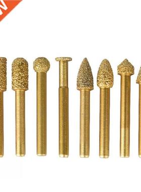 20pcs Brazed Diamond Grinding Head 6mm Shank Golden Engraved