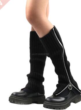 Women Gothic Punk Ribbed Knitted Leg Warmers Harajuku Side Z