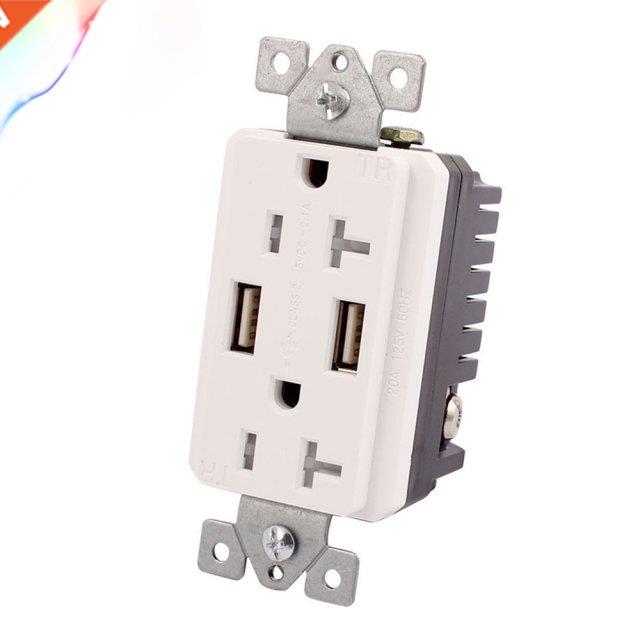 120V 20A US Plug Dual USB Charger With Duplex Tamper Resista