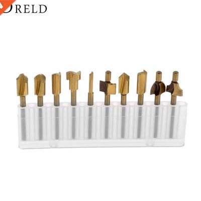 10pcs Woodworking Tool 1/8 Shank HSS Wood Router Bits Files