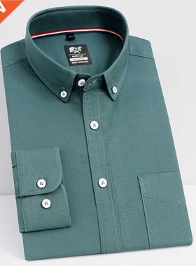 Men's Long Sleeve Oxford Woven Shirt Single Patch Po