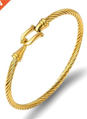 rendy Charm Cuff Tie Knot Bracelets U Bangles for Women Gold