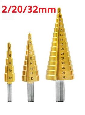 3Pcs 4-12mm 4-20mm 4-32mm Titanium Coated HSS Step Drill Bit
