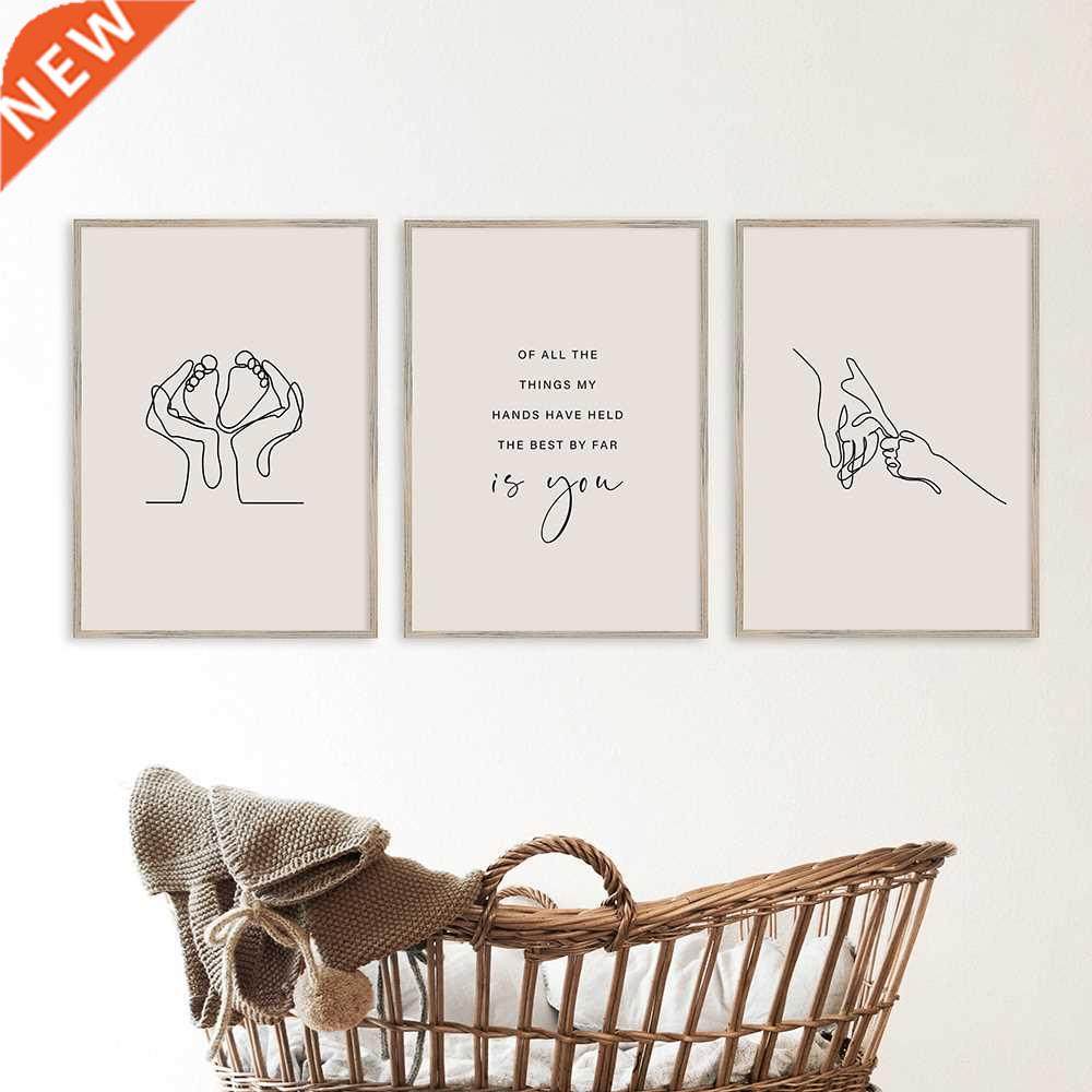 hold hand baby one line art drawing picture canvas painting