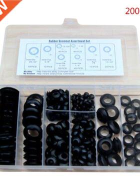 200Pcs/box Rubber Grommet Gasket Kits for Wire Cable Black A
