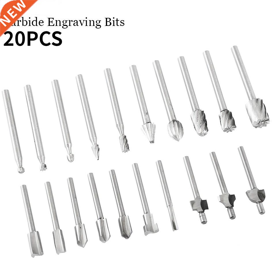 20Pcs 1/8 HSS Routing Router Drill Bits Set for Dremel Carbi