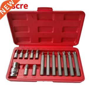 Drive Vanadiu Bits Chrome Adaptor Socket inch Torx 15pcs