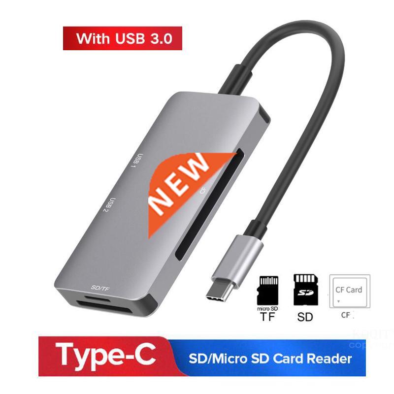 5 in 1 Type C OTG Smart Card Reader For PC USB .0 CF TF SD