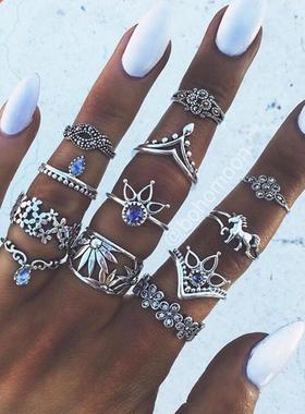 13-piece Women's Ring Bohemin Crystl Ring Finger Jewelry