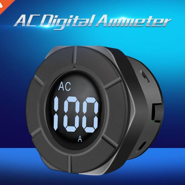 AC 0-100A Round LCD Digital Ammeter 30-500V Electric Amp Pan