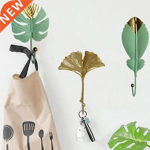 Nordic Light Luxury Golden Leaves Wall Hooks for Hanging Clo