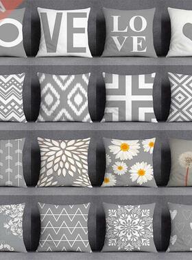 2022 New Gray Lumbar Pillows Case 45X45cm Polyester Geometry