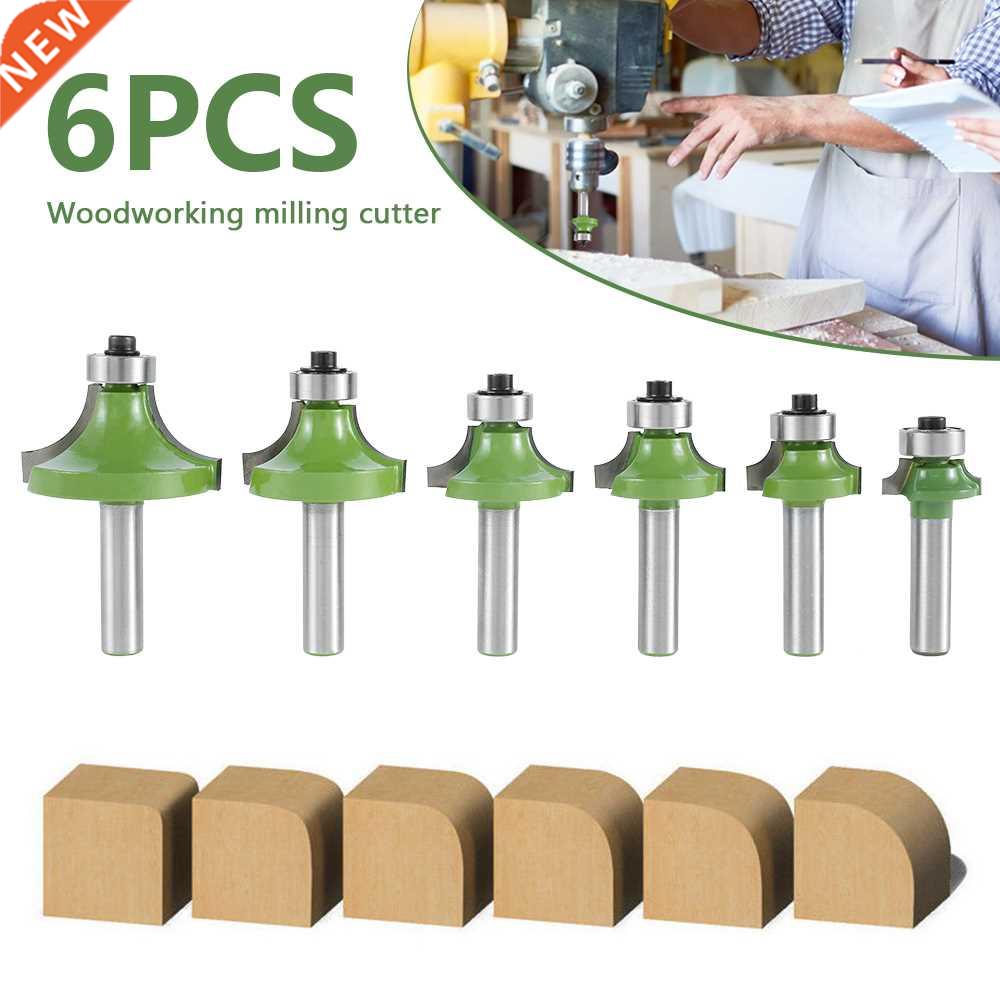 6 Pcs Round Router Cutter 8 mm Shank andard Router Bit Set
