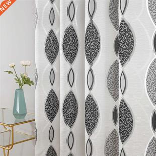 Topfinel Geometric Modern Living Room Curtains Sheer for Ki